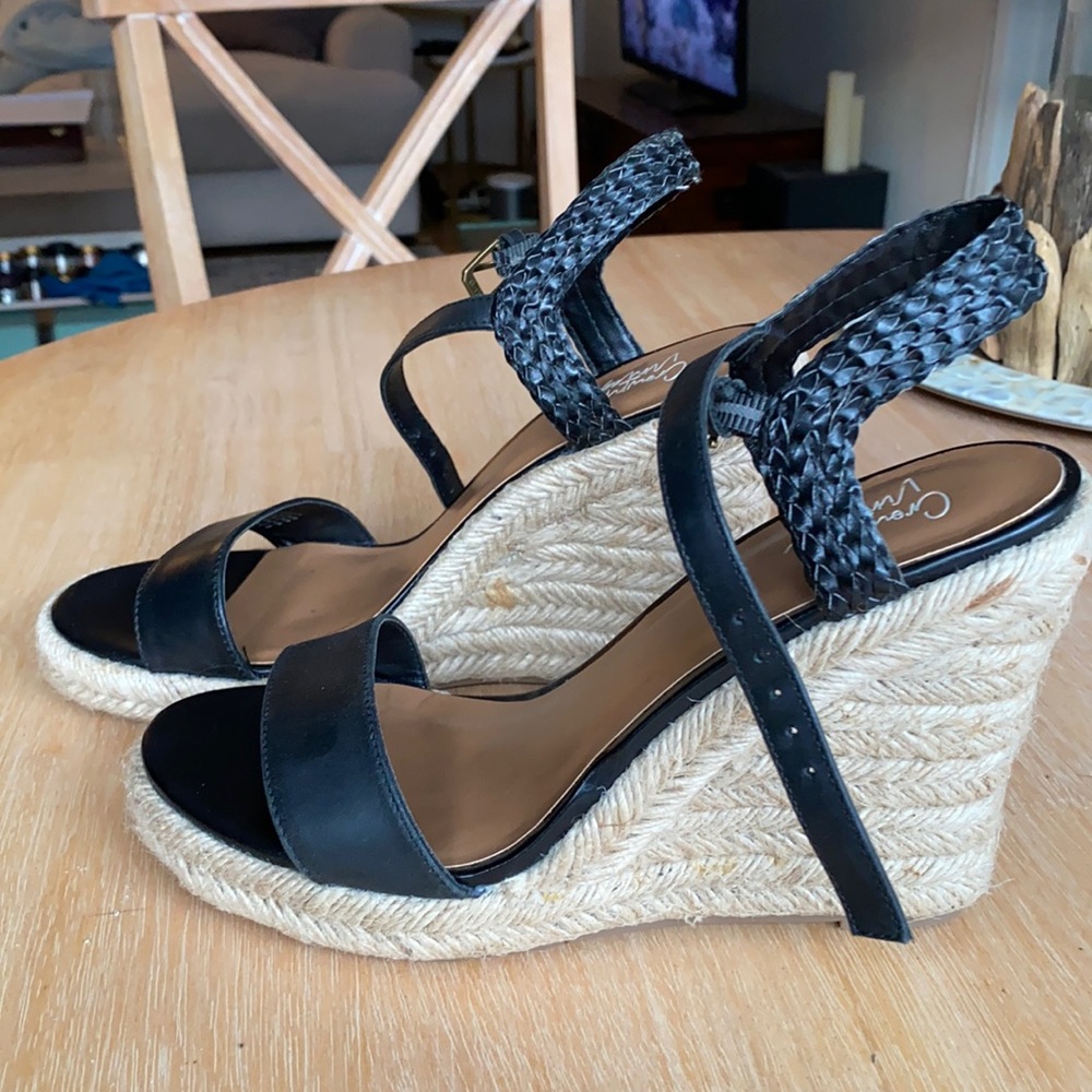 Black Espadrille wedge heal.